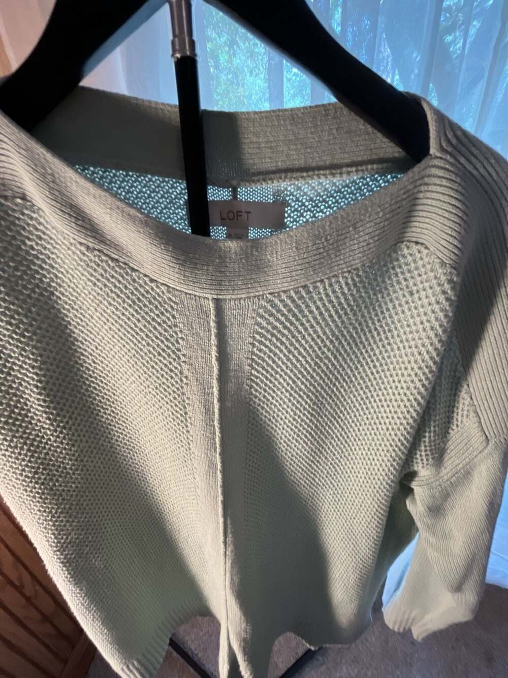Loft Mint Green Textured Long Sleeve Knit Sweater